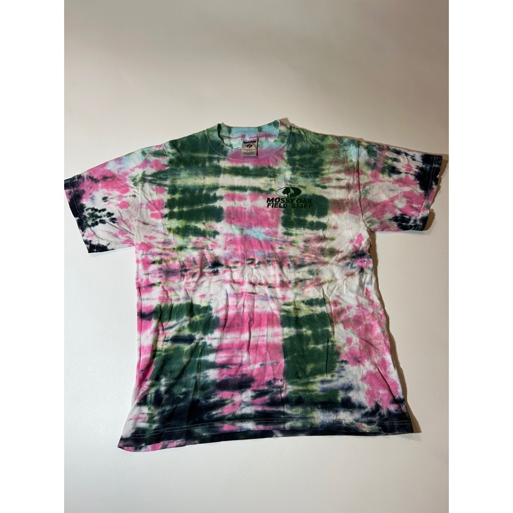 Mossy Oak T-Shirt Mens Medium Multi Tie Dye Excellent Field Staff Hunting Tee